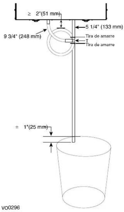 ≥ 2"(51 mm) 9 3/4" (248 mm) 5 1/4" (133 mm) Tira de amarre Tira de amarre ± 1"(25 mm) VO0296