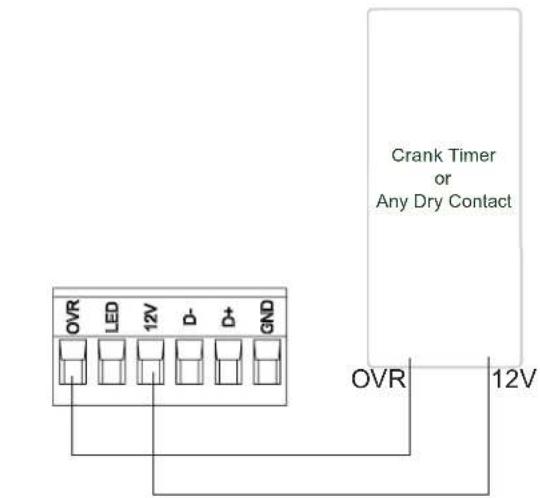 Crank Timer or Any Dry Contact OVR LED 12V D- D+ GND OVR 12V
