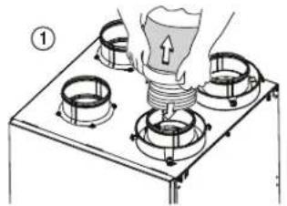 Diagram showing a gas cylinder being inserted into a gas stove with labeled components and directional arrows