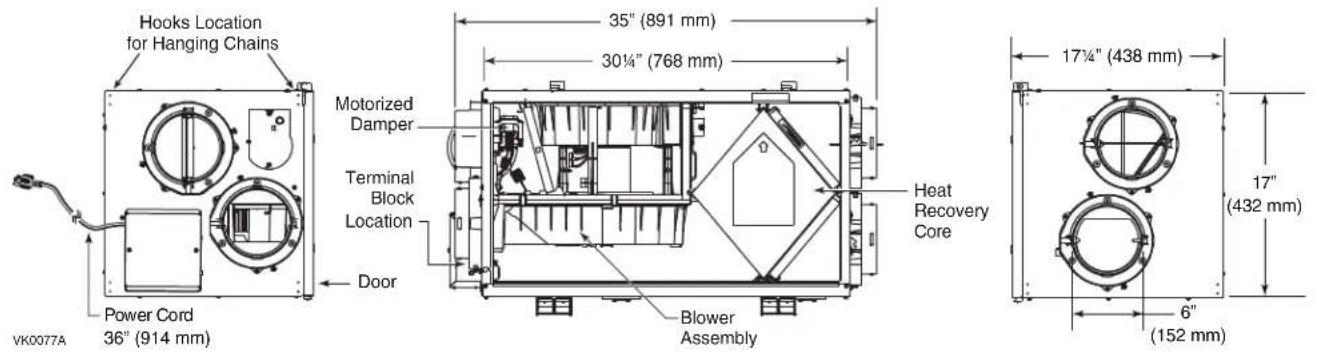 BROAN ERV180S - DIMENSIONS - 1