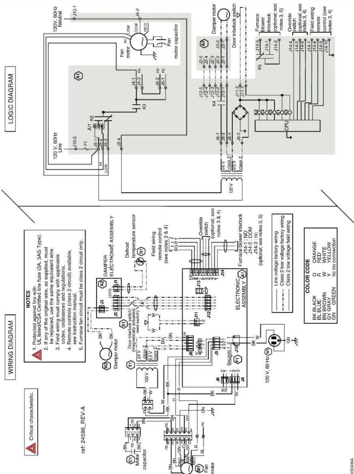 WIRING DIAGRAM NOTES Critical characteristic. ref: 24596_REV-A LOGIC DIAGRAM 1. Protected against fire with UL listed/CSA Certified line fuse (3A, 3AG Type). 2. If any of the original wire, as supplied, must be replaced, use the same equivalent wire. 3. Field wiring must comply with applicable codes, ordinances and regulations. 4. Remote controls (class 2 circuit) available, see instruction manual. 5. Furnace fan circuit must be class 2 circuit only. C1 Motor capacitor CN BN CN BK BK T1 24 V class 2 9.5 V class 2 120 V BK W BK O R BN GN GY GN BM BL NC GN BK J8 J9 J10 J11 J12 J13 J14 J15 J16 J17 J18 J19 J20 J21 J22 J23 J24 J25 J26 J27 J28 J29 J30 J31 J32 J33 J34 J35 J36 J37 J38 J39 J40 J41 J42 J43 J44 J45 J46 J47 J48 J49 J50 J51 J52 J53 J54 J55 J56 J57 J58 J59 J60 J61 J62 J63 J64 J65 J66 J67 J68 J69 J70 J71 J72 J73 J74 J75 J76 J77 J78 J79 J80 J81 J82 J83 J84 J85 J86 J87 J88 J89 J90 J91 J92 J93 J94 J95 J96 J97 J98 J99 J100 JK3A B K L M S T U V W X Y Z U A D E F G H I J K L M N O P Q R S T U V W X X Y Z U A D E F G H I J K L N O P Q R S T U V W X X Y Z U A D E F G H I J K L N O P Q R S T U V W X X Y Z U A D E F G H I J K L N O P Q R S T U V W X X Y Z U A D E F G H I J K L N O P Q R S T U V W X X Y Z U A D E F G H I J K/L N O P Q R S T U V W X X Y Z U A D E F G H I J K/L N O P Q R S T U V W X X Y Z U A D E F G H I J K/L N O P Q R S T U V W X X Y Z U A D E F G H I J K/L N O P Q R S T U V W X X Y Z U A D E F G H I J K / L N O P Q R S T U V W X X Y Z U A D E F G H I J K / L N O P Q R S T U V W X X Y Z U A D E F G H I J K / L N O P Q R S T U V W X X Y Z U A D E F G H I J K / L N O P Q R S T U V W X X Y Z U A D E F G H / L N O P Q R S T U V W X X Y Z U A D E F G H / L N O P Q R S T U V W X X Y Z U A D E F G H / L N O P Q R S T U V W X X Y Z U A D E F G H / L N O P Q R S T U V W X X Y Z U A D E F G H / L N O P Q R SC T U V W X X Y Z U A D E F G H / L N O P Q R SC T U V W X X Y Z U A D E F G H / L N O P Q R SC T U V W X X Y Z U A D E F G H / L N O P Q R SC T U V W X X Y Z U A D E F G H / L N O P Q R SC T U V W X X YZ U A D E F G H / L N O P Q R SC T U V W X X Y Z U A D E F G H / L N O P Q R SC T U V W X X Y Z U A D E F G H / L N O P Q R SC T U V W X X Y Z U A D E F G H / L N O P Q R SC T U V W X X Y Z U A D E F G H/ L N O P Q R SC T U V W X X Y Z U A D E F G H / L N O P Q R SC T U V W X X Y Z U A D E F G H / L N O P Q R SC T U V W X X Y Z U A D E F G H / L N O P Q R SC T U V W X X Y Z U A D E F G H / L N O P Q R SCT U V W X X Y Z U A D E F G H / L N O P Q R SCT U V W X X Y Z U A D E F G H / L N O P Q R SCT U V W X X Y Z U A D E F G H / L N O P Q R SCT U V W X X Y Z U A D E F G H / L N O P Q R SCT U V W X X Y Z USUANANANANANANANANANANANANANANANANANANANANANANANANANANANANANANANANANANANANANANANANANANANANANANANANANANANANANANANANANANANANANANANANANANANANANANANANANANANANANANANANANANANANANANANANANANANANANANANANANANANAN ANN ANN ANN ANN ANN ANN ANN ANN ANN ANN ANN ANN ANN ANN ANN ANN ANN ANN ANN ANN ANN ANN ANN ANN ANN ANN ANN ANN ANN ANN ANN ANN ANN ANN ANN ANN ANN ANN ANN ANN ANN ANN ANN ANN ANN ANN ANN ANN ANN ANN ANn n no connection