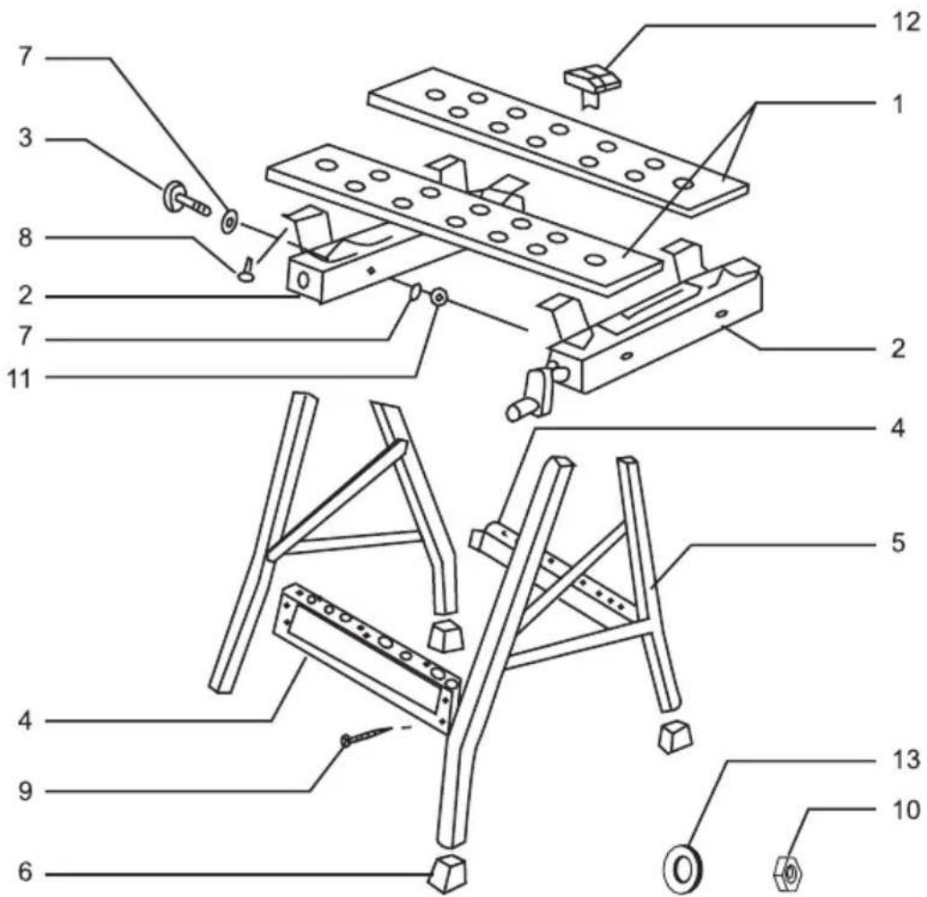 Technical diagram of a mechanical assembly with numbered parts for identification