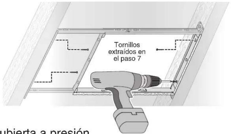Tornillos extraídos en el paso 7 ubierta a presión