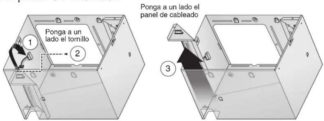 Ponga a un lado el tornillo Ponga a un lado el panel de cableado 1 2 3