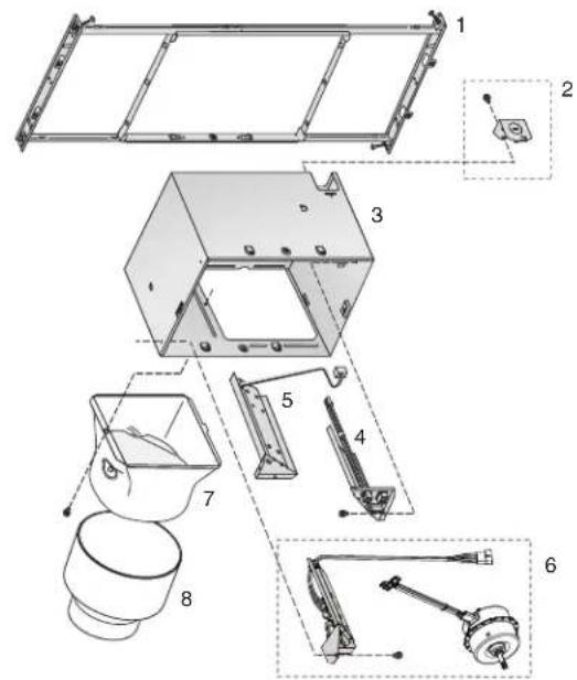 Exploded view diagram of a mechanical assembly with numbered components for identification
