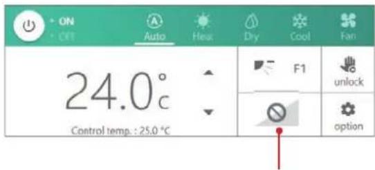 ON OFF Auto Heat Dry Cool Fan 24.0° Control temp.: 25.0 °C F1 unlock option