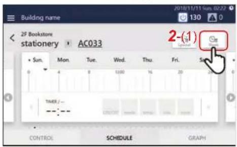 Building name 2F Bookstore stationery AC033 Sun Mon Tue Wed Thu Fri Sun 0 4 8 10:00 16 20 25 0 TIMER/- CONTROL SCHEDULE GRAPH 2-(1)