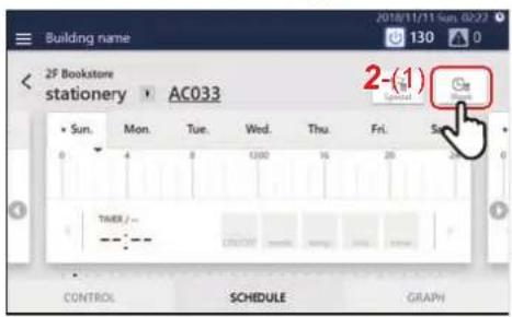 Building name 2F Bookstore stationery AC033 Sun Mon Tue Wed Thu Fri Sun 0 4 8 100 16 20 25 30 TIMER /- CONTROL SCHEDULE GRAPH 2-(1)