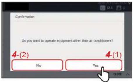Confirmation Do you want to operate equipment other than air conditioners? 4-(2) No 4-(1) Yes