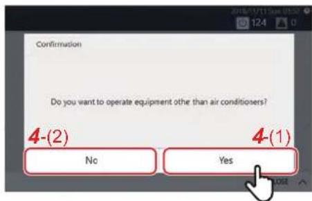 Confirmation Do you want to operate equipment other than air conditioners? 4-(2) No 4-(1) Yes Stop