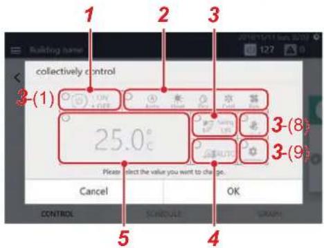 Building name collectively control 1 2 3 3-(1) 25.0° Please select the value you want to change. Cancel OK CONTROL SCHEDULE GRAPH