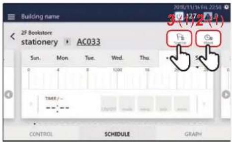 Building name 2F Bookstore stationery AC033 Sun Mon Tue Wed Thu 0 4 8 12:00 16 Timer/- CONTROL SCHEDULE GRAPH 3(1)72(1) File Check SCHEDULE GRAPH