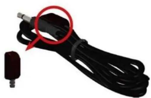 Black cable with connector and connector detail, no visible text or symbols