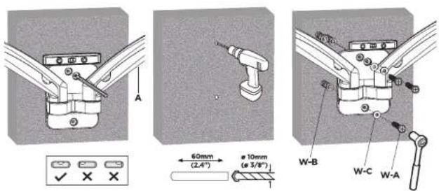 A 60mm (2,4") ø 10mm (ø 3/8") W-B W-C W-A