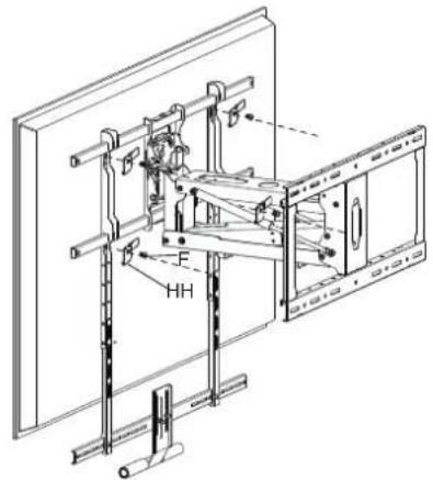 Technical diagram of a mechanical assembly with labeled components and directional arrows