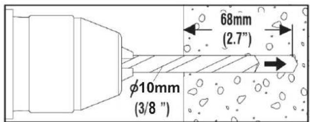68mm (2.7") φ10mm (3/8")