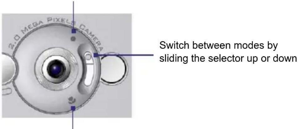 2.0 MEGA PIXELS CAMERA Switch between modes by sliding the selector up or down