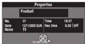 Properties Football No. 01 Time 18:07 Date 12/11/2006 SUN Rec time 0:30 ( SPI) Name T5