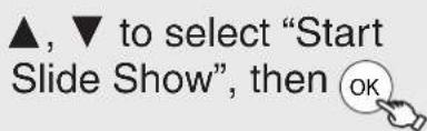 Use ▲, ▼ to select "Start Slide Show", then press OK.