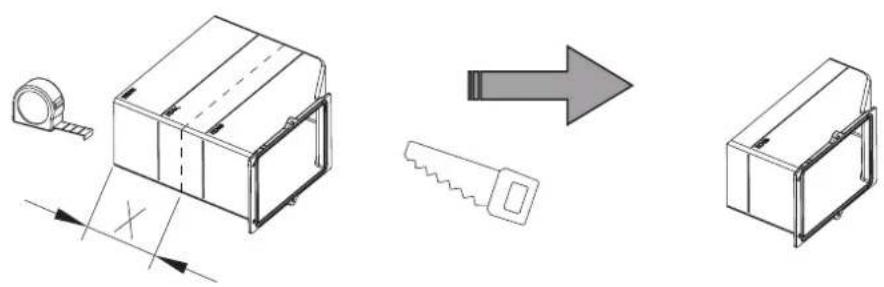 Technical diagram illustrating a mechanical assembly process with labeled components and directional arrow
