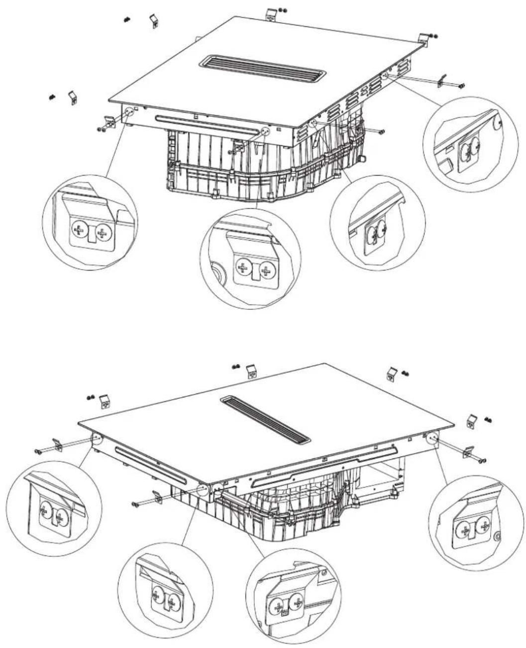 Technical diagram of an electronic device with exploded view and close-up views of internal components, annotated with Chinese text.