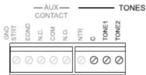 GND STRT EGND N.C. COM N.O. NTR C TONE1 TONE2 AUX CONTACT TONES