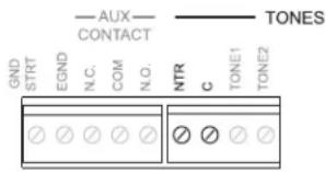GND STRT EGND N.C. COM N.O. NTR C TONE1 TONE2 — AUX — CONTACT TONES
