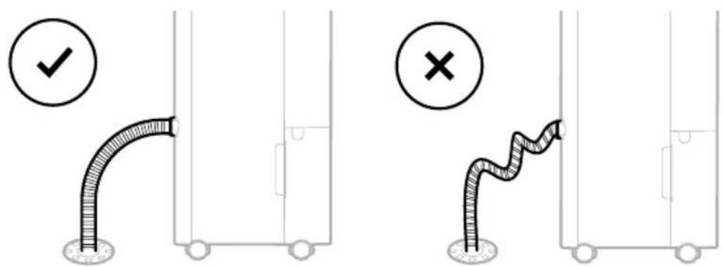Diagram illustrating two different installation or ventilation methods: one with checkmark and circle, the other with cross.