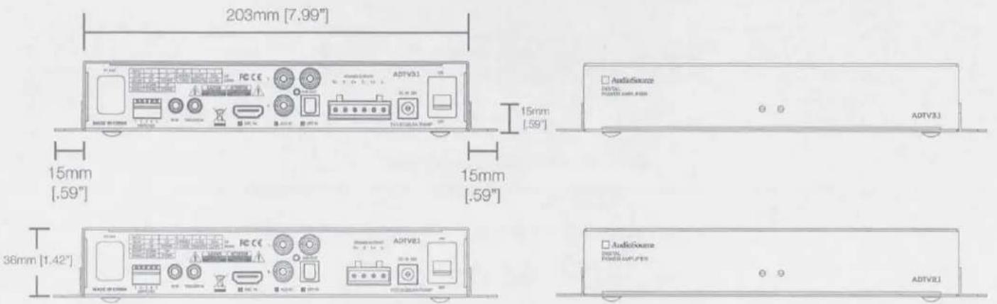 203mm [7.99"] 15mm [.59"] 15mm [.59"] 36mm [1.42"] AudioSource INSTALL POWER SUPPLIES ADTV3.1 ADTV8.1 ADTV8.1