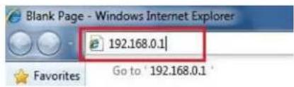 Blank Page - Windows Internet Explorer 192.168.0.1 Favorites Go to ' 192.168.0.1'