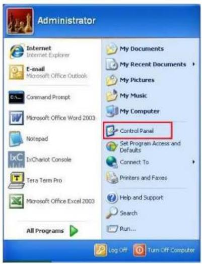 Administrator Internet Internet Explorer E-mail Microsoft Office Outlook Command Prompt Microsoft Office Word 2003 Notepad IxChariot Console Tera Term Pro Microsoft Office Excel 2003 All Programs My Documents My Recent Documents My Pictures My Music My Computer Control Panel Set Program Access and Defaults Connect To Printers and Faxes Help and Support Search Run... Log Off Turn Off Computer