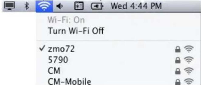 Wed 4:44 PM Wi-Fi: On Turn Wi-Fi Off ✓ zmo72 5790 CM CM-Mobile