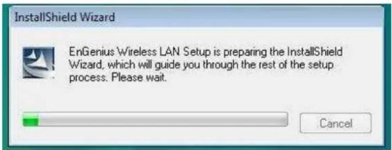 InstallShield Wizard EnGenius Wireless LAN Setup is preparing the InstallShield Wizard, which will guide you through the rest of the setup process. Please wait. Cancel