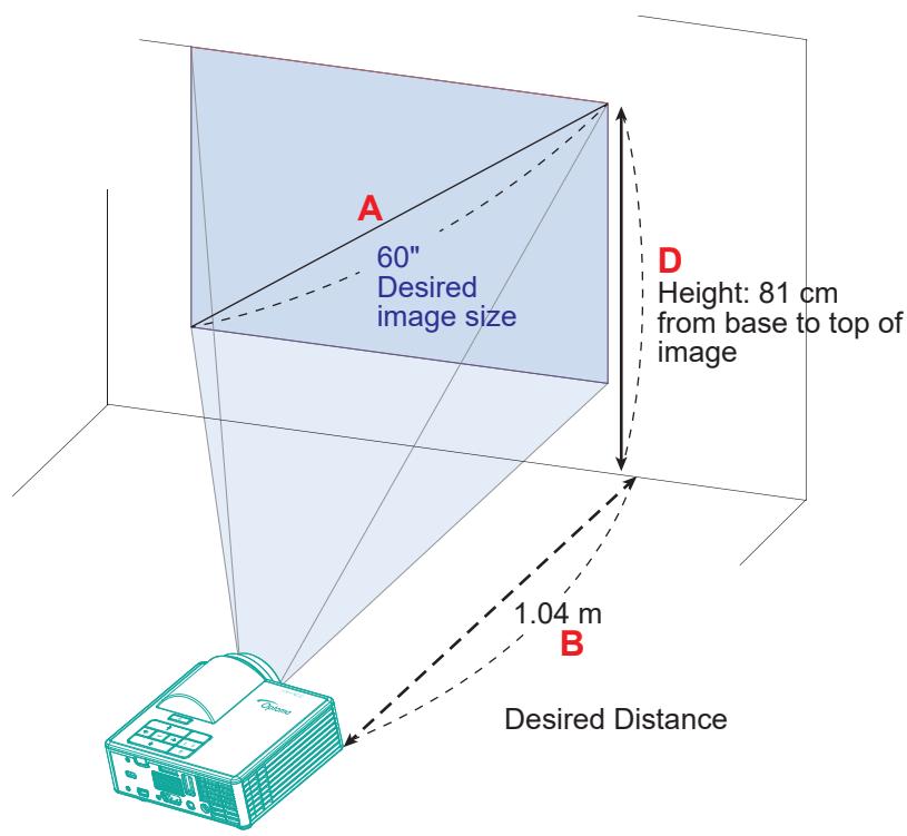 OPTOMA ML1050STi - Taille d'image et distance de projection - 1