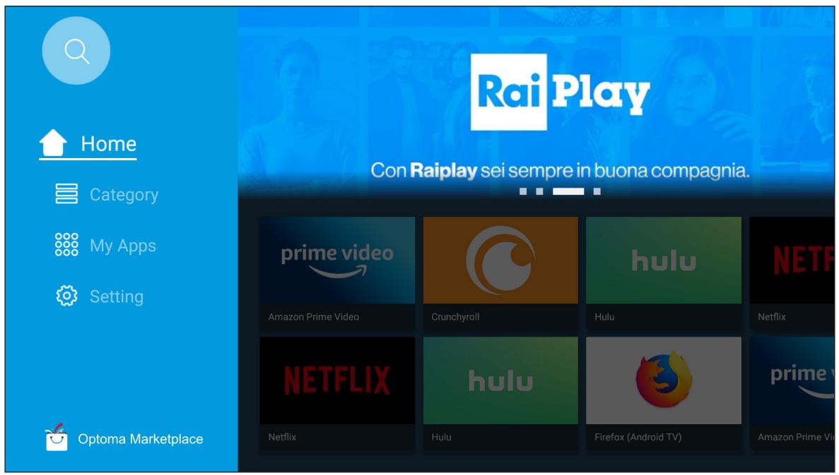 Rai Play Con Raiplay sei sempre in buona compagnia. Home Category My Apps Setting Optoma Marketplace prime video Crunchyroll hulu NETFLIX Netflix hulu 3 Netflix Hulu Firefox (Android TV) prime v Amazon Prime Video Netflix Amazon Prime Video Netflix Hulu Netflix Amazon Prime Video
