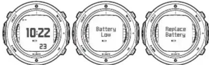SUUNTO D61 - Aanduiding batterijspanning - 1