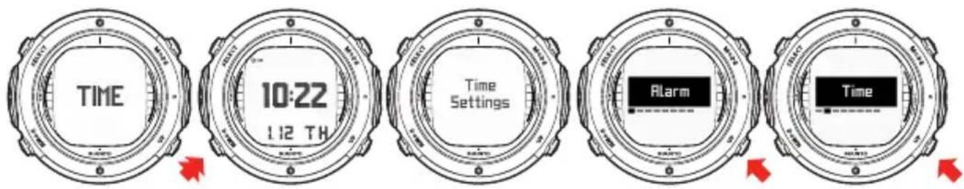 TIME 10:22 1:12 TH Time Settings Alarm Time