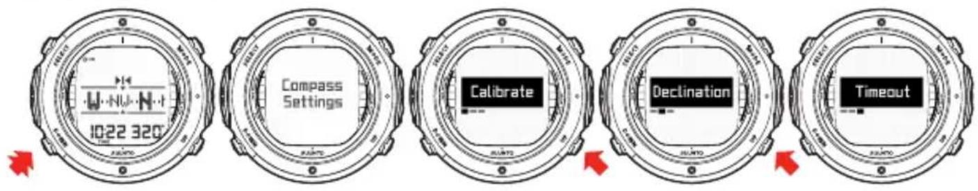 10:22 320 Compass Settings Calibrate Declination Timeout