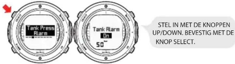 SUUNTO D61 - Het flesdrukalarm instellen - 1