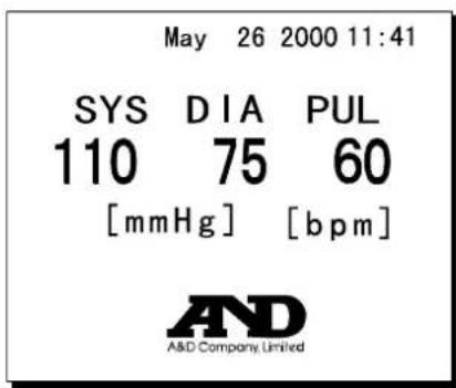 May 26 2000 11:41 SYS DIA PUL 110 75 60 [mmHg] [bpm] AND A&D Company Limited