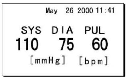 May 26 2000 11:41 SYS DIA PUL 110 75 60 [mmHg] [bpm]