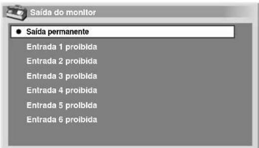 Saída do monitor ● Saída permanente Entrada 1 proibida Entrada 2 proibida Entrada 3 proibida Entrada 4 proibida Entrada 5 proibida Entrada 6 proibida