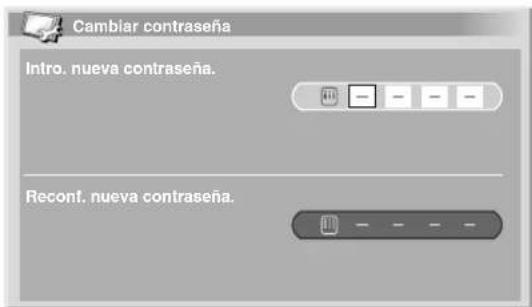Cambiar contraseña Intro. nueva contraseña. Reconf. nueva contraseña.