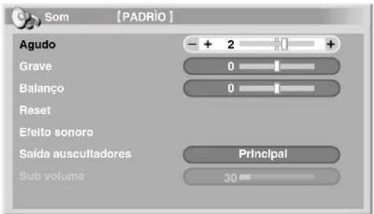 Som [PADRIO] Agudo - + 2 + Grave 0 Balanço 0 Reset Efeito sonoro Saída auscultadores Principal Sub volume 30