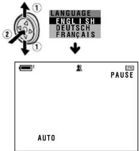 LANGUAGE ENGLISH DEUTSCH FRANÇAIS 1 2 1 ↓ ↓ PAUSE AUTO