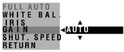 FULL AUTO WHITE BAL. IRIS GAIN SHUT. SPEED RETURN AUTO