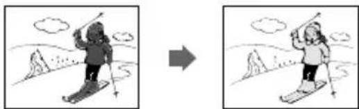 Two-panel illustration showing a skier in a snowy landscape before and after change, with no text or symbols present.