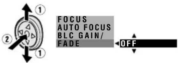 1 2 1 FOCUS AUTO FOCUS BLC GAIN/ FADE OFF