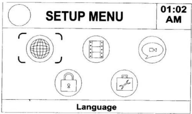 SETUP MENU 01:02 AM Language