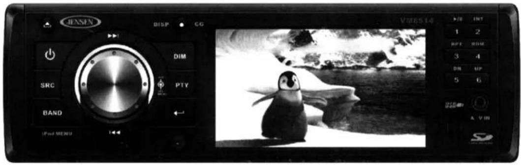 JENSEN DISP CG DIM SRC PTY BAND iPad MENU VM8514 INT 1 2 RPT NUM 3 4 DN UP 5 6 A VIN S